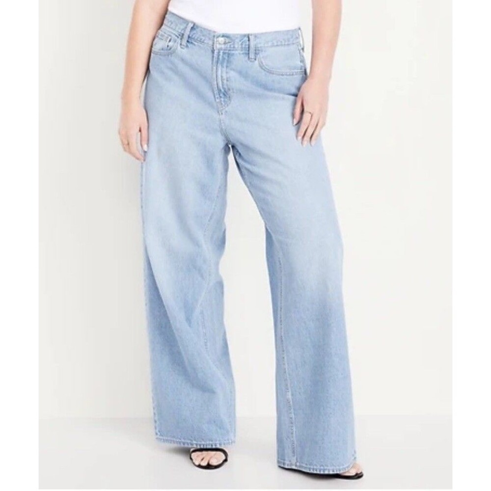 Old Navy Wow Baggy Wide-Leg Jeans Size 14 Tall Light Wash Relaxed